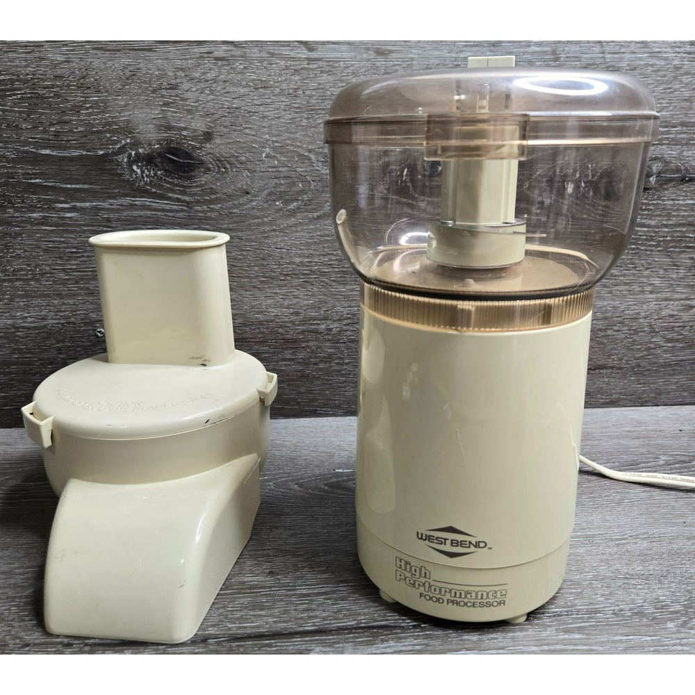 West Bend 6500 High Performance Food Processor Set Blade Feed Chute Lid Tested